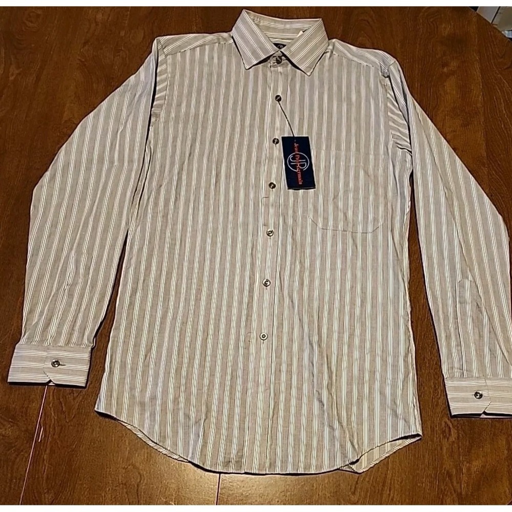 Jean Paul Germain Men's Button Down Gray Striped Shirt Size Small NWT
